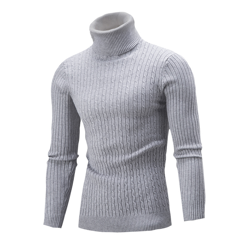 Factory wholesale AliExpress foreign trade sweater men's sweater autumn and winter New European and American high collar solid color twist base shirt