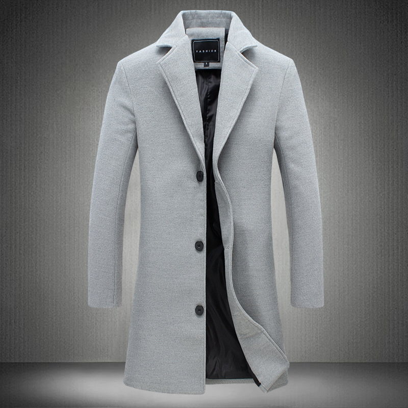 Cross-border 2023 foreign trade explosions long solid color single-breasted windbreaker woolen cloth plus size casual style coat AliExpress