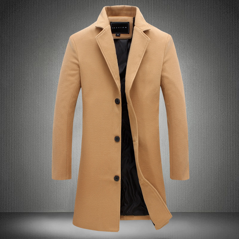 Cross-border 2023 foreign trade explosions long solid color single-breasted windbreaker woolen cloth plus size casual style coat AliExpress