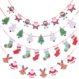 Christmas Paper Flag Christmas Window Hotel Scene Decoration Flag Factory Santa Claus Flag