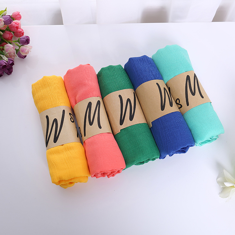 New cotton and linen scarf women's national style scarf shawl gift stall monochrome Joker scarf wholesale
