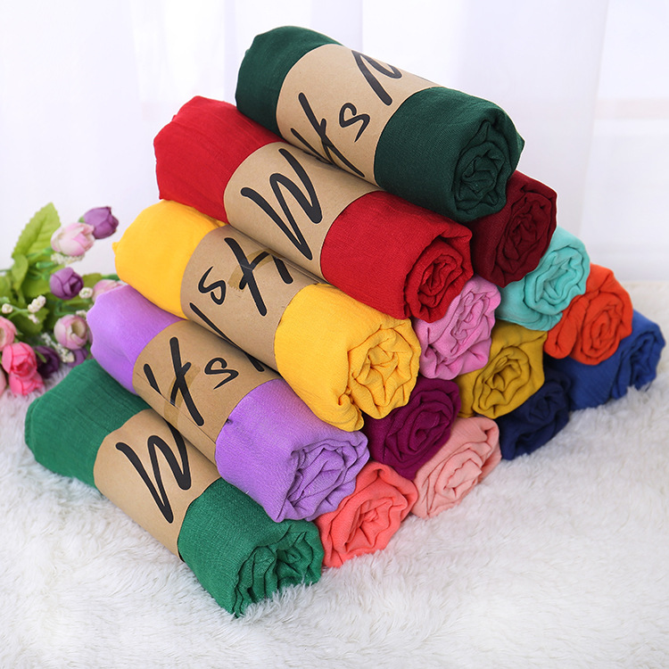 New cotton and linen scarf women's national style scarf shawl gift stall monochrome Joker scarf wholesale