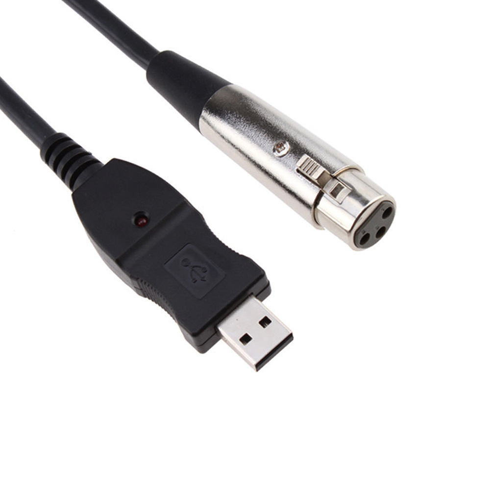 电脑USB转XLR卡侬头线话筒线 USB麦克风线3米听筒转卡侬头可录音