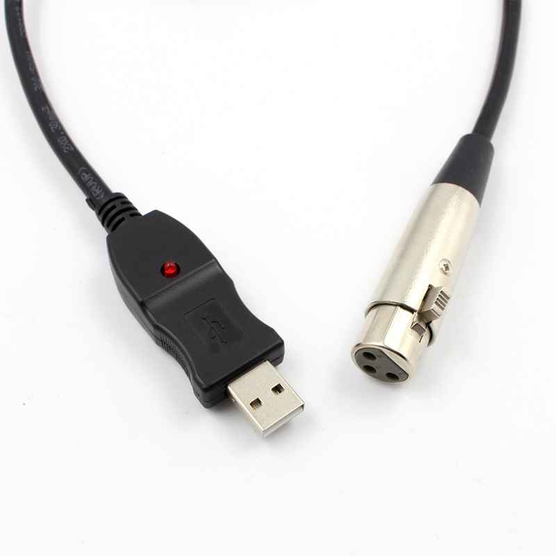 Computer USB to XLR Canon head line microphone line USB microphone line 3 meters earpiece to Canon head can record