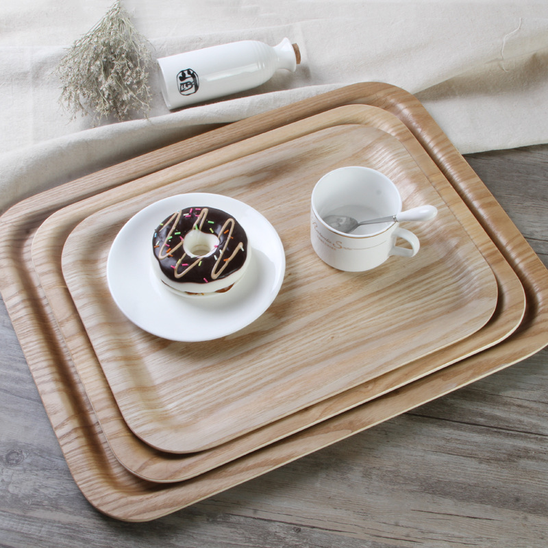 Lettering LOGO Fraxinus mandshurica bread tray solid wood plate rectangular wooden tray baking cake plate wholesale
