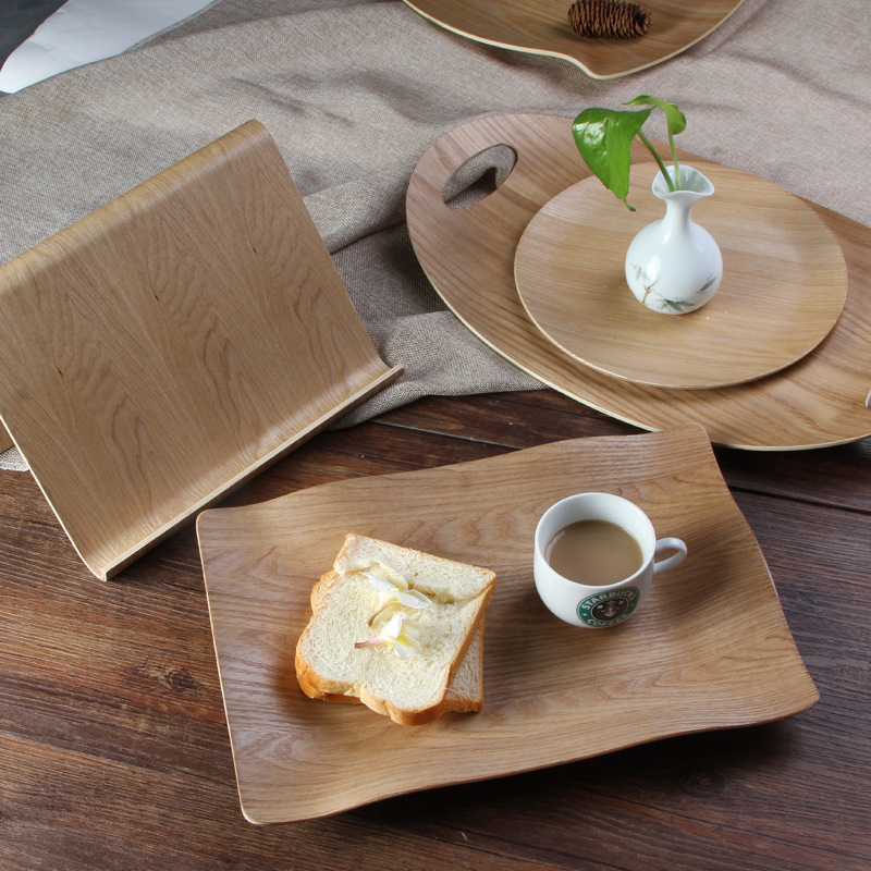 Lettering LOGO Fraxinus mandshurica bread tray solid wood plate rectangular wooden tray baking cake plate wholesale