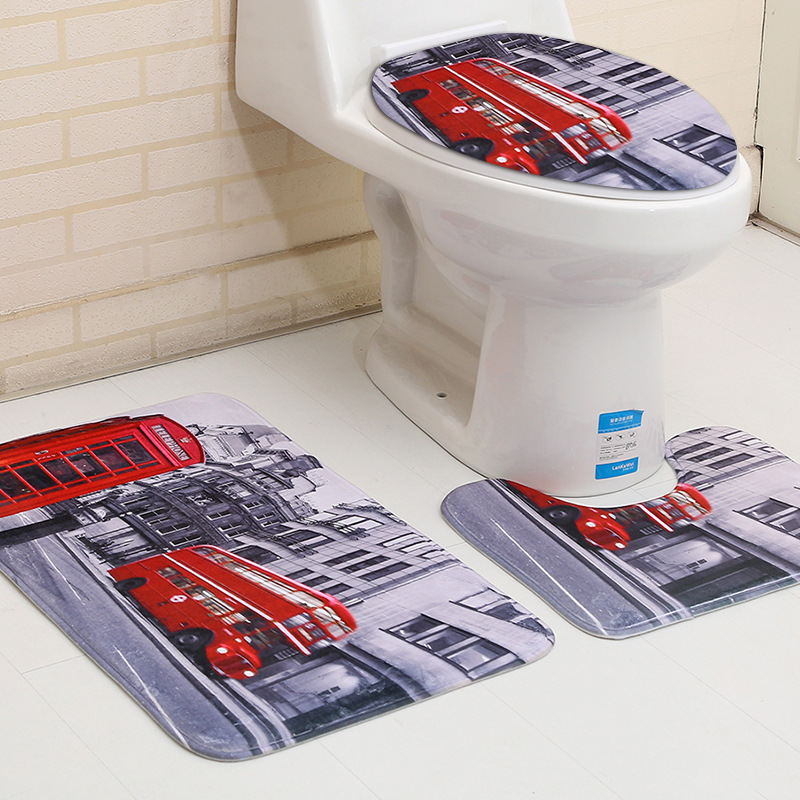 Bathroom Floor Mat Toilet Three-piece Set 3D Dolphin Bathroom Mat Toilet Carpet Amazon 320g Factory Outlet