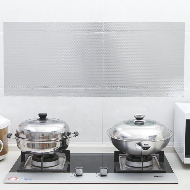 Kitchen self-adhesive anti-oil sticker thick fireproof aluminum film can be cut moisture-proof mat cabinet mat