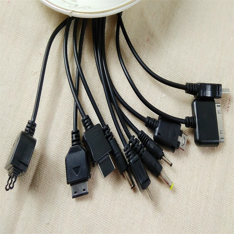 Factory direct multi-function mobile phone charging cable ten in one power cord spot new spring one drag ten data cable