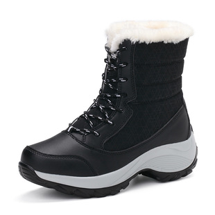 2024 Foreign Trade AliExpress Outdoor Winter High-top Women's Shoes Amazon Student Lace-up Middle Tube Snow Boots Women's Cotton Shoes