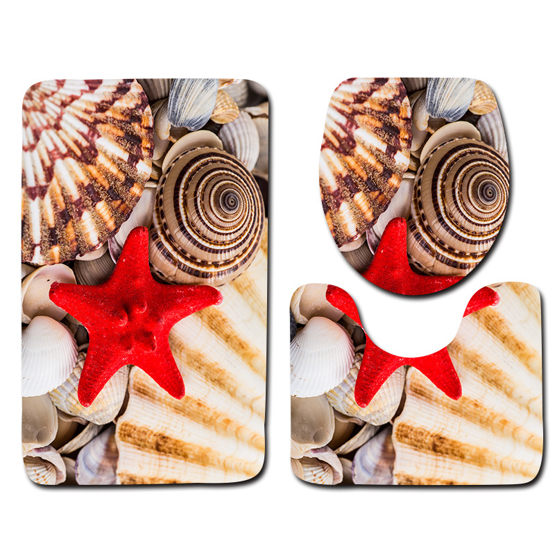 Beach series toilet mat three-piece bathroom 3-piece carpet door mat ebay cross-border Amazon current supply