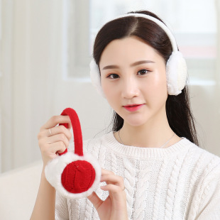 Warm earmuffs autumn and winter retro eight-character flower warm knitted earmuffs short plush fashion simple wool earmuffs