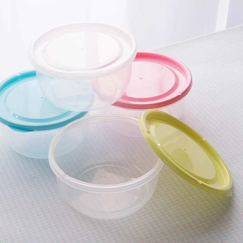 圆形塑料保鲜盒透明冰箱冷藏食物收纳盒子密封PP可微波加热保鲜盒