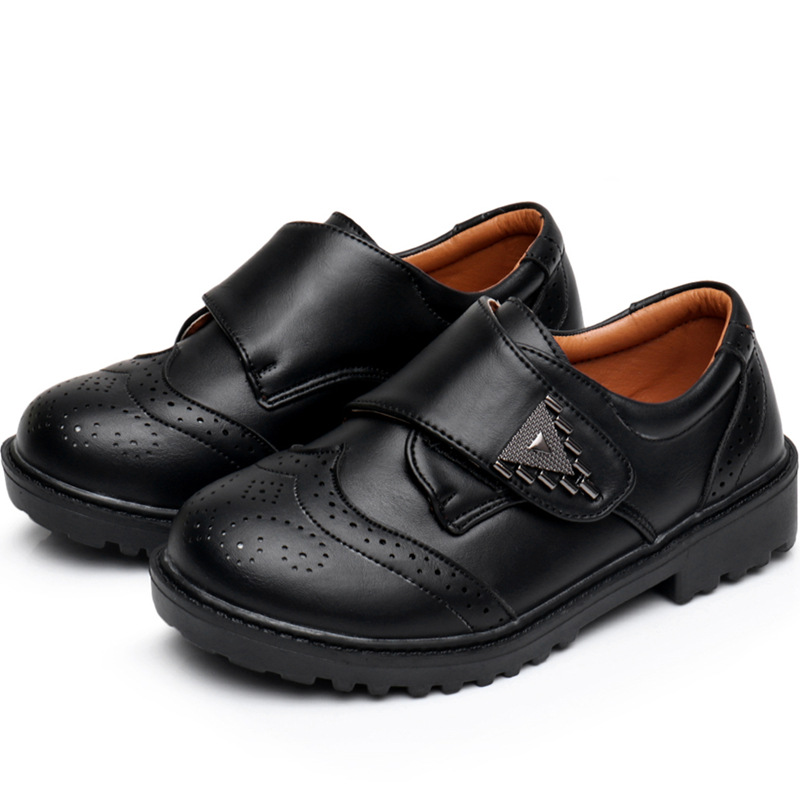 Children's Leather Shoes Children's Shoes Black and White Shoes for School Students Korean Style British Casual Shoes with Shoelaces