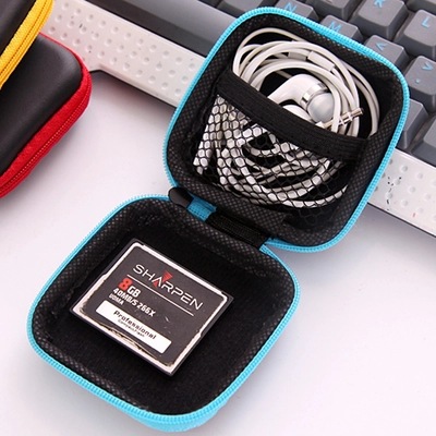 Square earphone bag data cable storage bag with zipper mobile phone cable storage box change key bag coin bag