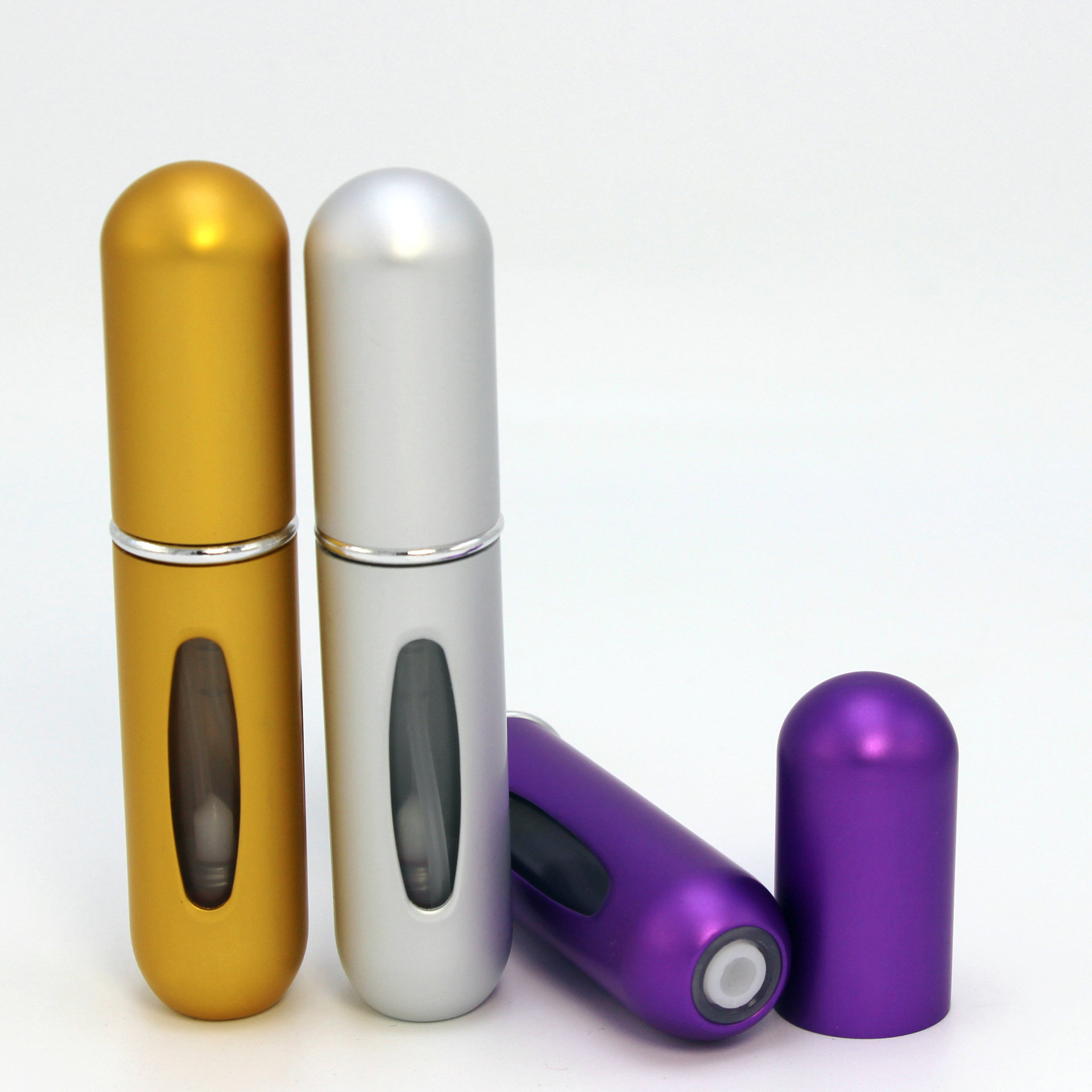 Bottom filling 5ml spray perfume bottle aluminum oxide perfume bottle sample makeup bottle multi-color color box optional