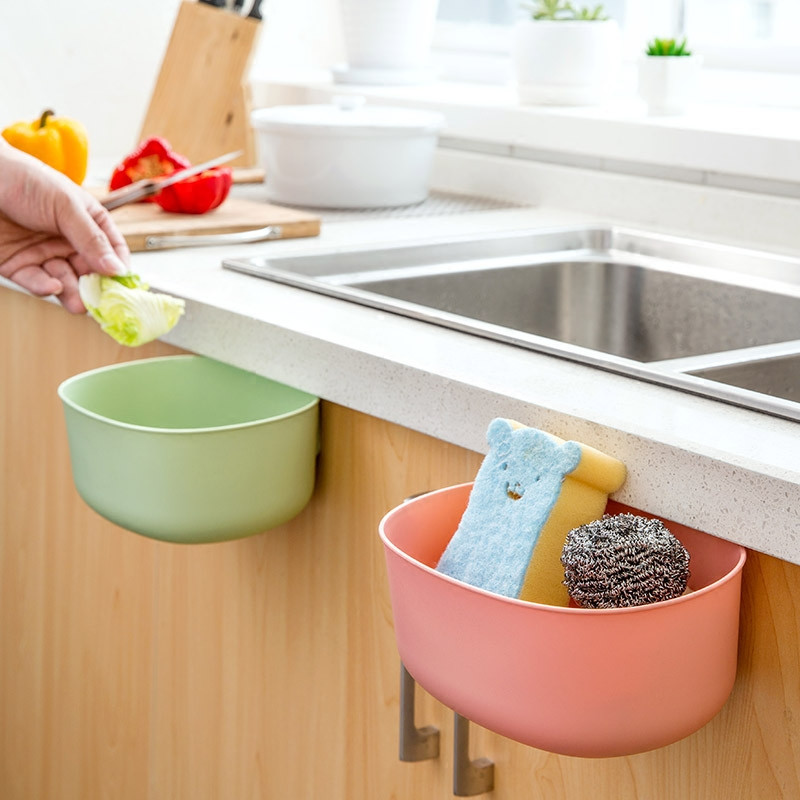 Kitchen Cabinet Door Hanging Large Trash Bin Household Uncovered Plastic Storage Box Trash Basket Bathroom Storage Bucket