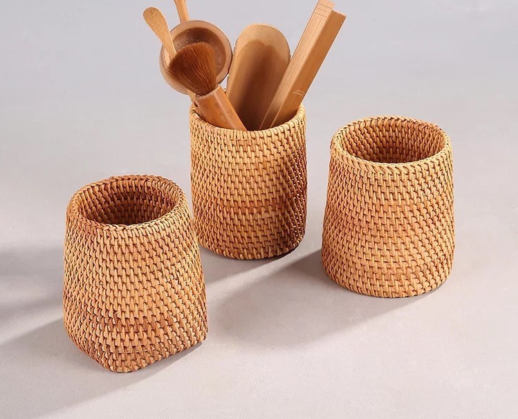 Vietnam Autumn Rattan Woven Straw Desktop Office Stationery Makeup Tea Ceremony Six Gentleman Accessories Storage Box Storage Pen