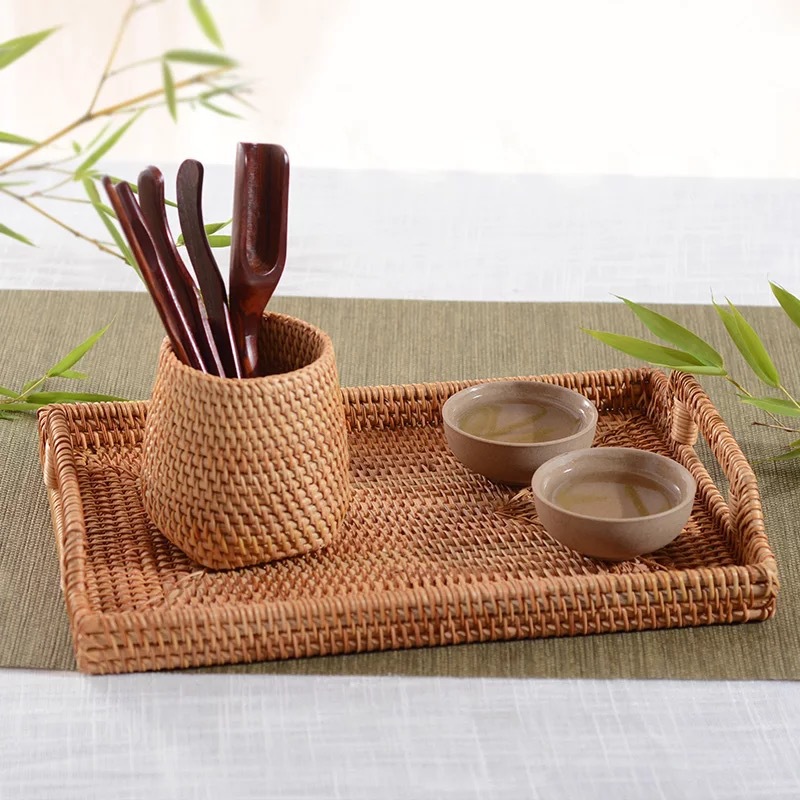 Vietnam Autumn Rattan Woven Straw Desktop Office Stationery Makeup Tea Ceremony Six Gentleman Accessories Storage Box Storage Pen