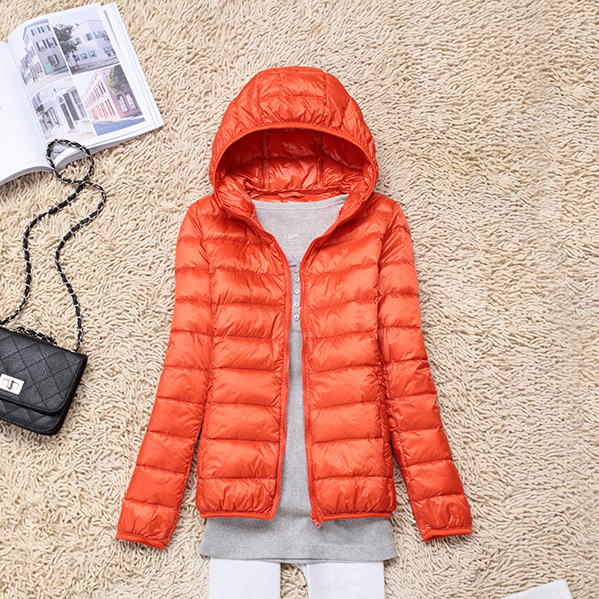 Light and thin hooded down jacket women's new 2024 autumn short slim women's Korean winter coat wholesale