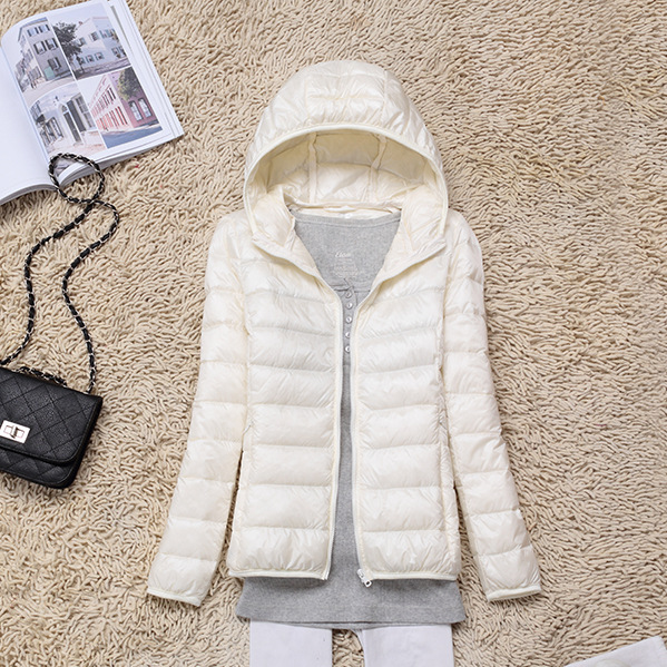 Light and thin hooded down jacket women's new 2024 autumn short slim women's Korean winter coat wholesale