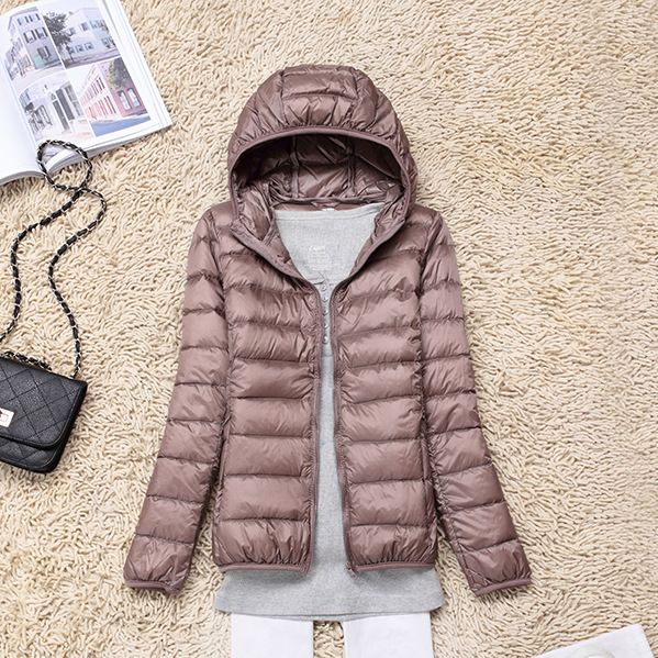 Light and thin hooded down jacket women's new 2024 autumn short slim women's Korean winter coat wholesale