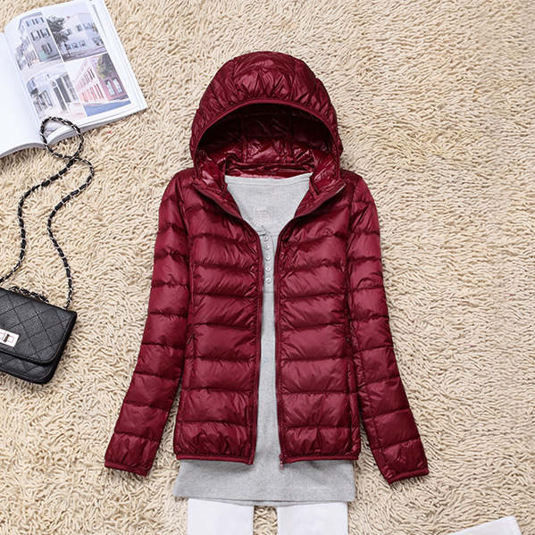 Light and thin hooded down jacket women's new 2024 autumn short slim women's Korean winter coat wholesale