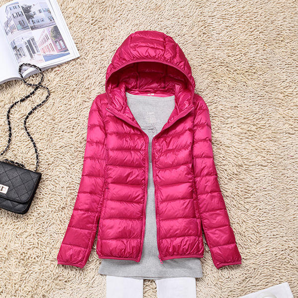 Light and thin hooded down jacket women's new 2024 autumn short slim women's Korean winter coat wholesale