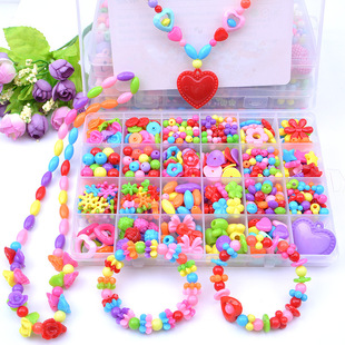 Yiwu generation hair creative puzzle girl toy suit diy material bag handmade beads wholesale children beaded