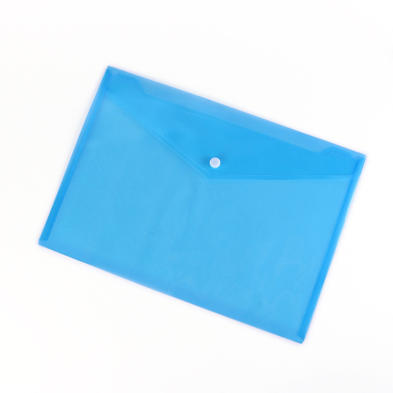 Cross-border A4/A3/FC/A5 snap-button transparent document bag logo plastic pp file Test bag color folder