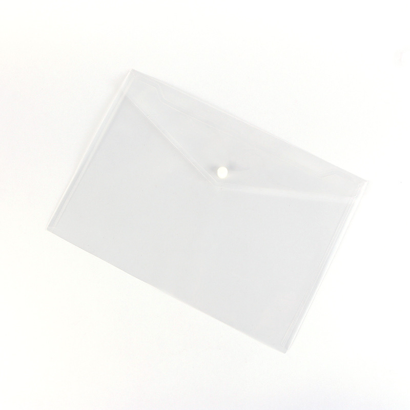 Cross-border A4/A3/FC/A5 snap-button transparent document bag logo plastic pp file Test bag color folder