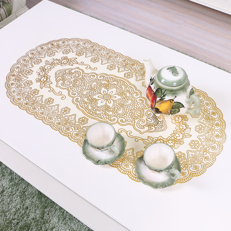 40*84cm European-style Light Luxury Oval Bronzing Tablecloth Dispable Table Cloth Household Dispable Table Cloth Dispable Coffee Table Mat