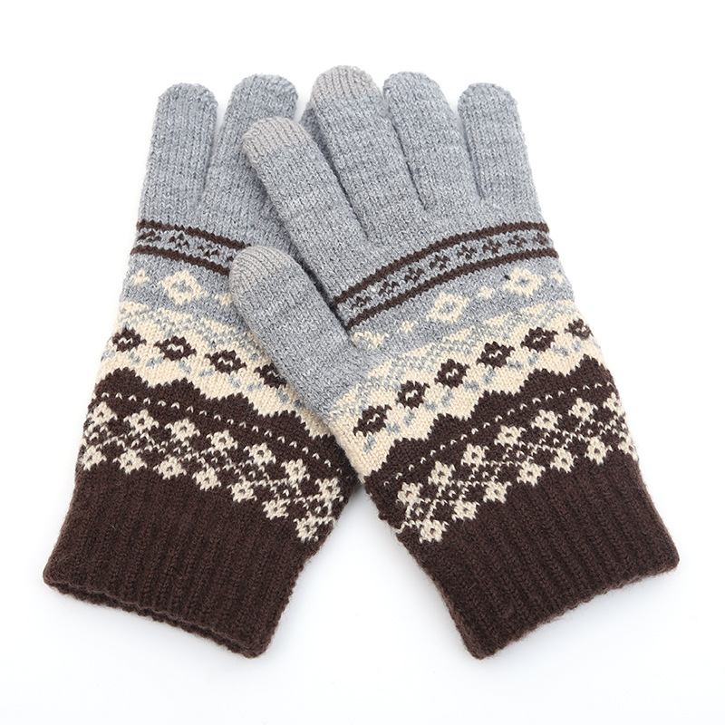 Winter creative warm finger gloves New jacquard touch screen gloves Yiwu origin supply factory direct sales