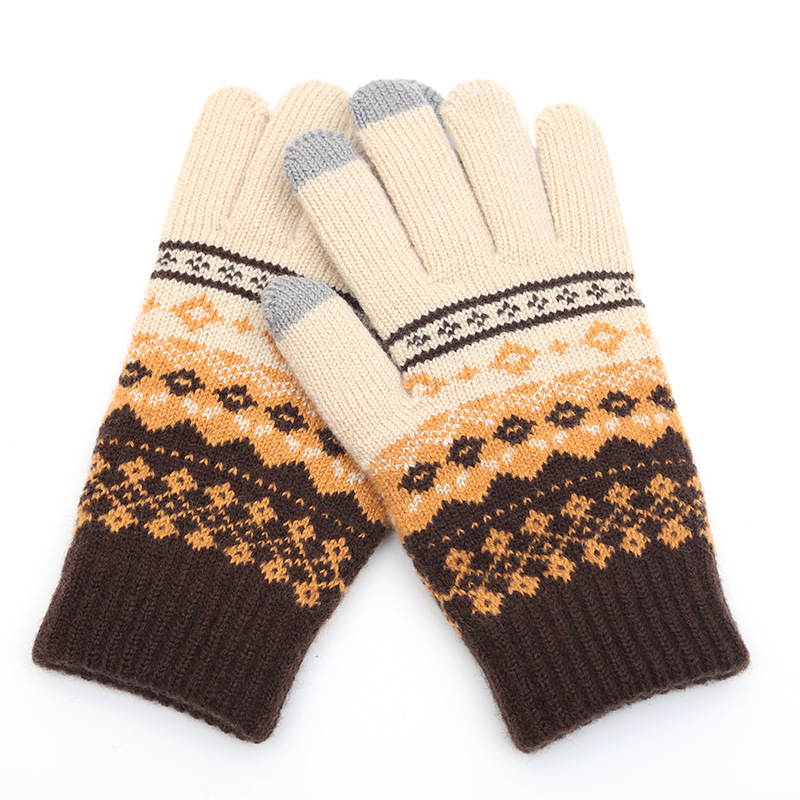 Winter creative warm finger gloves New jacquard touch screen gloves Yiwu origin supply factory direct sales