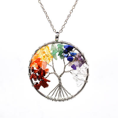 Foreign trade natural gravel crystal life tree colorful natural stone fortune tree necklace factory direct N82