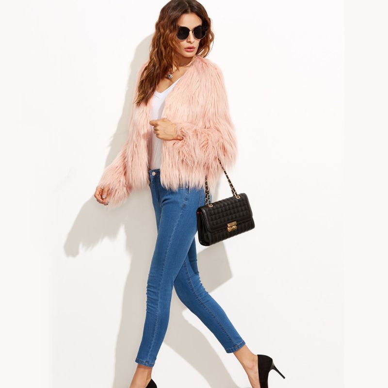 Cheng Juan t0767 new autumn and winter foreign trade Women's fur coat long sleeve women's floating fur coat fur coat V collar