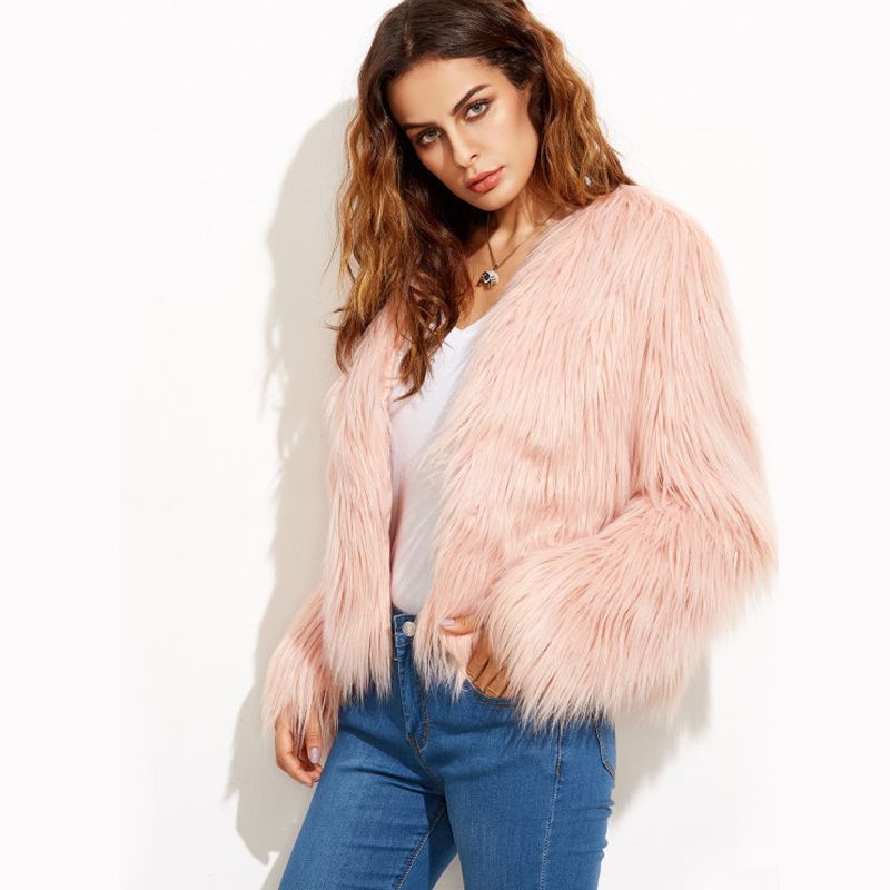Cheng Juan t0767 new autumn and winter foreign trade Women's fur coat long sleeve women's floating fur coat fur coat V collar