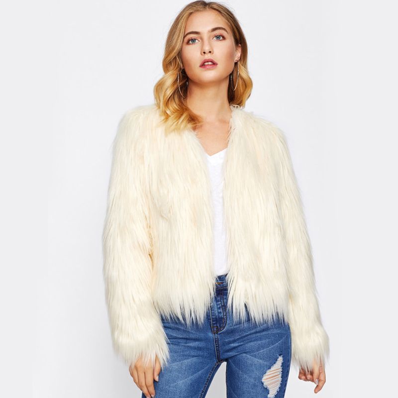 Cheng Juan t0767 new autumn and winter foreign trade Women's fur coat long sleeve women's floating fur coat fur coat V collar