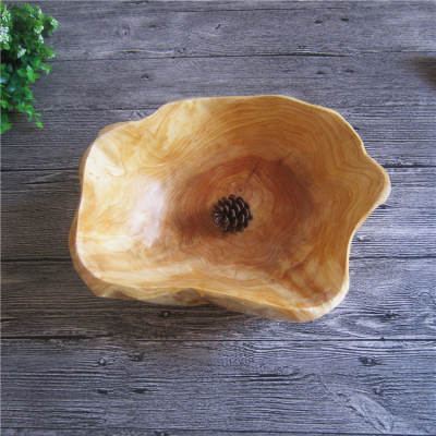 Factory wholesale root carving solid wood fruit plate fruit basin large living room creative fruit plate hotel restaurant fruit plate wooden bowl