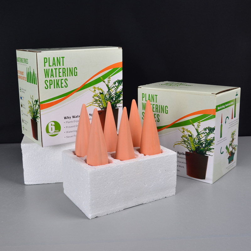 6-pack drip irrigation watering device gardening irrigation tools ceramic red clay lazy automatic watering water dispenser