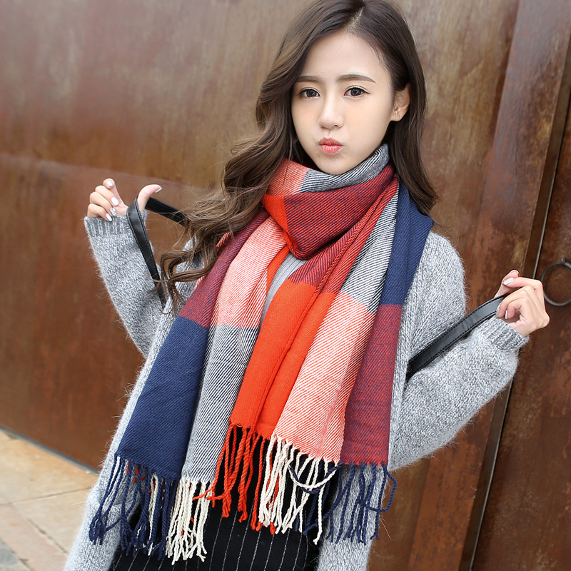 Korean-style Wool Scarf for Men and Women Autumn and Winter Thickened Long Imitation Cashmere Shawl Dual-use Student Warm Neck Shawl