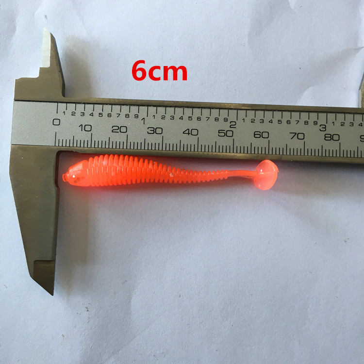Luya bait screw T-tailed soft worm 5cm/6cm/7.5cm fishing bait fishing blackhead fish cocky soft worm single-tailed maggot