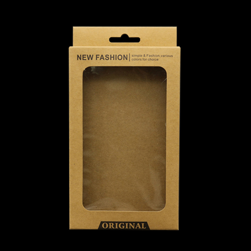 5.5 inch blank mobile phone case packaging box wholesale Kraft paper window carton packaging black card carton spot
