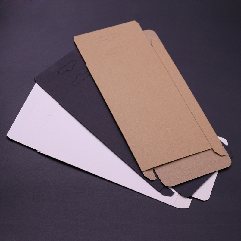 5.5 inch blank mobile phone case packaging box wholesale Kraft paper window carton packaging black card carton spot