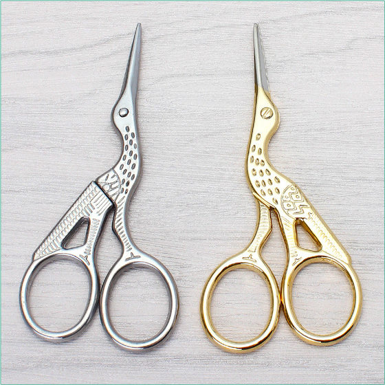 Stainless Steel Gold Plated Crane Shears Yarn Shears Tea Ceremony Tea Bag Shears Cross-stitch Handmade Shears Tailor Thread Shears
