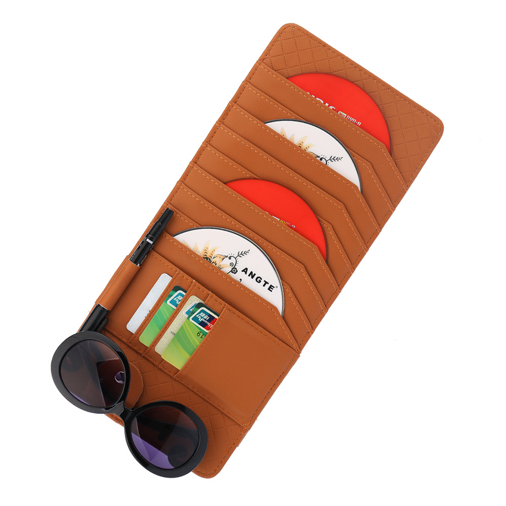Car CD clip lambskin CD bag 35*15cm multi-layer car business card clip car interior supplies car CD clip