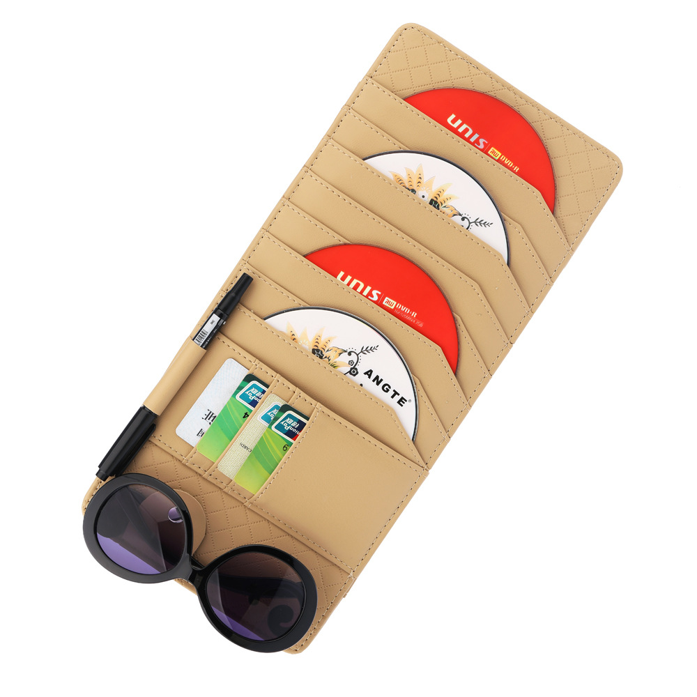 Car CD clip lambskin CD bag 35*15cm multi-layer car business card clip car interior supplies car CD clip