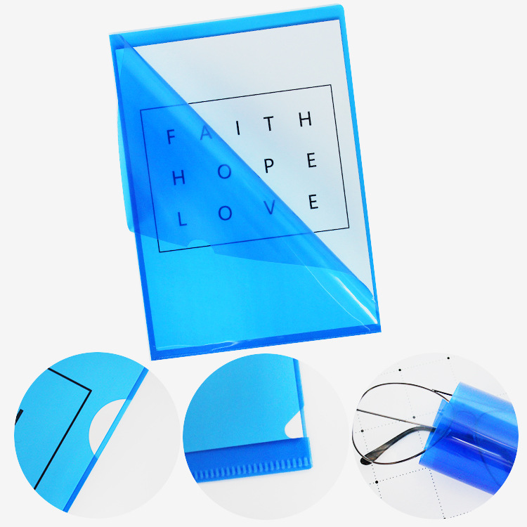 20 Pack PP folder a4L-shaped insert folder single page file set transparent single page stationery factory direct sales
