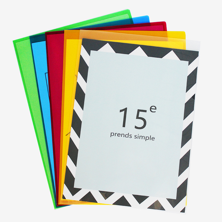 20 Pack PP folder a4L-shaped insert folder single page file set transparent single page stationery factory direct sales