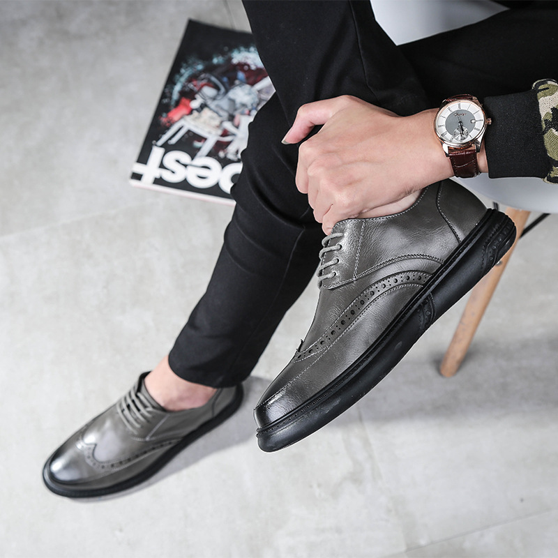 Brock carved men's shoes retro formal men's shoes fashion breathable men's casual shoes wholesale a generation of hair